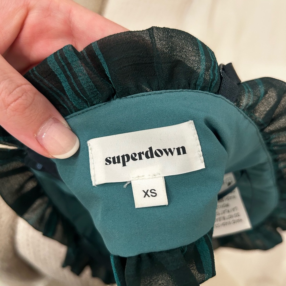 Superdown Zelia Green Plaid Bustier Top - Picture 4 of 4